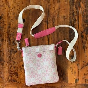 Coach Swing Pack pink purple and cream